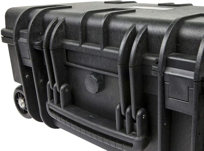 Monoprice Weatherproof Hard Case - 22 x 14 x 10 Inches, With Wheels and Customizable Foam, Shockproof, IP67, Ultraviolet And Impact Resistant Material, Black - Pure Outdoor Collection