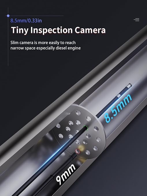 Ralcam Two-Way Articulating Borescope with 10FT Semi-Rigid Cable, 0.33in/8.5mm Inspection Endoscope Camera with Light HD Video Snake Camera Scope for Automotive Aircraft Mechanics