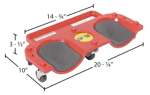 Vestil KNEE-D Plastic Rolling Knee Dolly 10 In. x 20-1/4 In. x 3-1/2 In. 350 Lb. Capacity Red