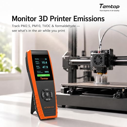 Temtop Air Quality Monitor PM2.5 PM10 Particle Counter, Formaldehyde, Temperature, Humidity, TVOC AQI Tester for Indoor/Outdoor Air Pollution Detection w/Data Export
