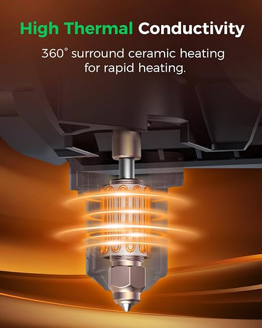 Creality Official K2 SE Ceramic Heating Block Kit, with Quick-swap Nozzle, Supports 300°C High Temperature, All-Metal Integrated Design Extruder Hotend, Replacement Parts for 3D Printer K2 SE Combo