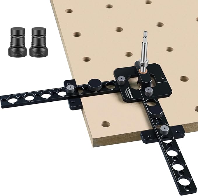 GOINGMAKE Portable Drill Guide for Drilling 20mm Work Bench Dog Holes, Workbench Dog Hole Drill Template for Building MFT Table Top, Workbench Top, Work Table, Cutting Board and Portable Workstation