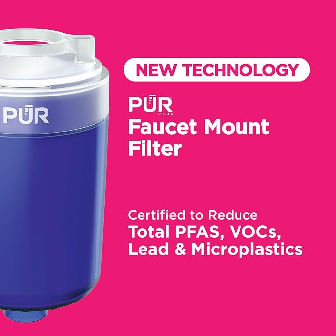 PUR Plus Faucet Mount Replacement Filter 4-Pack, Genuine PUR Water Filter for Sink Faucet, 3-in-1 Mineral Filtration, Lead Reducing, 1-Year Value, Blue (RF99994)