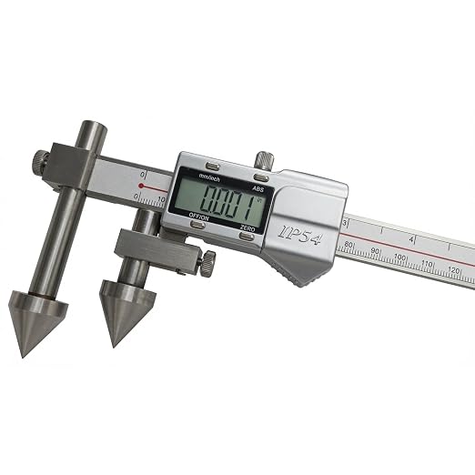 Digital Offset Centerline Caliper Hole Distance Vernier Caliper Cone Probe Hole Center Distance Ruler Measuring Tool Stainless Steel Inch/MM (20-150mm)
