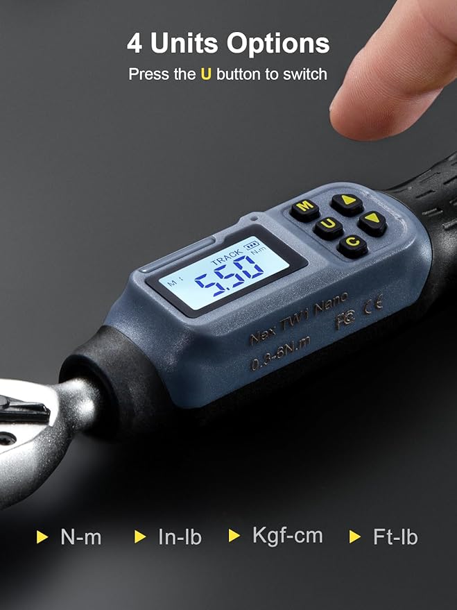 GROWNEER Digital Torque Wrench, 1.1-22.1 Ft-lbs/1.5-30 Nm, Motorcycles Bicycles,1/4" Drive Electronic Inch Pound Torque Wrench with Buzzer & LED Indicator,for Gunsmithing Bike Motorcycle