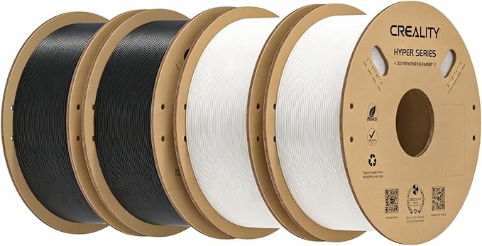 Creality Hyper PLA Filament 1.75mm 4KG(8.8lbs), High Speed PLA 30-600mm/s Rapid 3D Printer Filament, Dimensional Accuracy +/-0.02mm, Fit Most FDM 3D Printers, 2*Black & 2*White