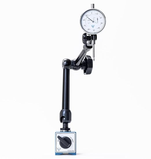 PEC Tools 176lb/80kg Magnetic Base with Premium Steel Universal Arm and Mechanical Lock for Dial Indicators, Fits 6mm, 3/8", and Dovetail, Premium Precision Measuring Tool Stand