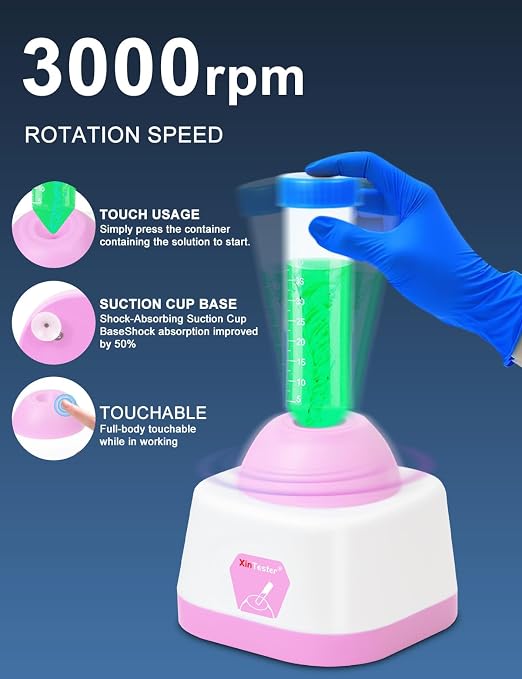 Xin Tester Lab Mini Vortex Mixer, 100ml DIY Model Paint Shaker Nail Polish Mixer Machine 3000RPM, Eyelash Adhesives Pigment Tattoo Ink Mixing with 120pcs Balls - Pink