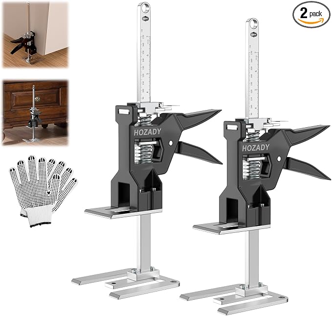 Labor Saving Arm Jack 2 Pack, 440LBS 12" Stainless Steel, Slow/Fast Descent & Mechanical Leverage, Multi-Functional Furniture Lifting Tool for Doors, Windows, Tiles, Appliances