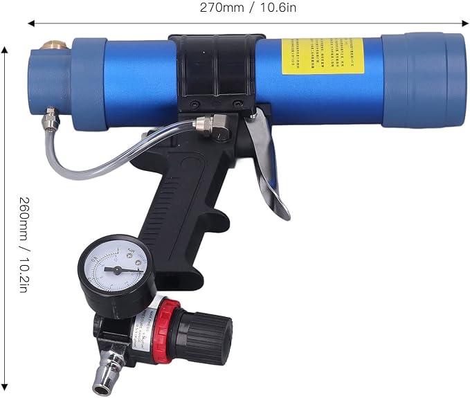 Sausage Silicone Caulking Glue Gun,310ml 1/4in Pneumatic Glass Glue Gun With Pressure Gauge Silicone Gun Pneumatic Sausage Caulking Gun Glass Glue Sealant Gun