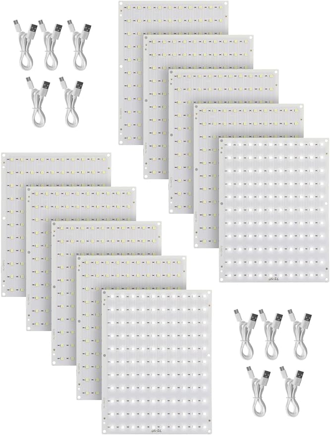CMYK LED Lithophane PCB Board FAZ007 Compatible with Bambu Lab P1 X1 A1 A2L P2S H2D 3D Printers | 10 Pack With Connection Cable PCB Lithophane Panel Replacement for Makerworld 3D Printer Accessories, DIY 3D Printing Project