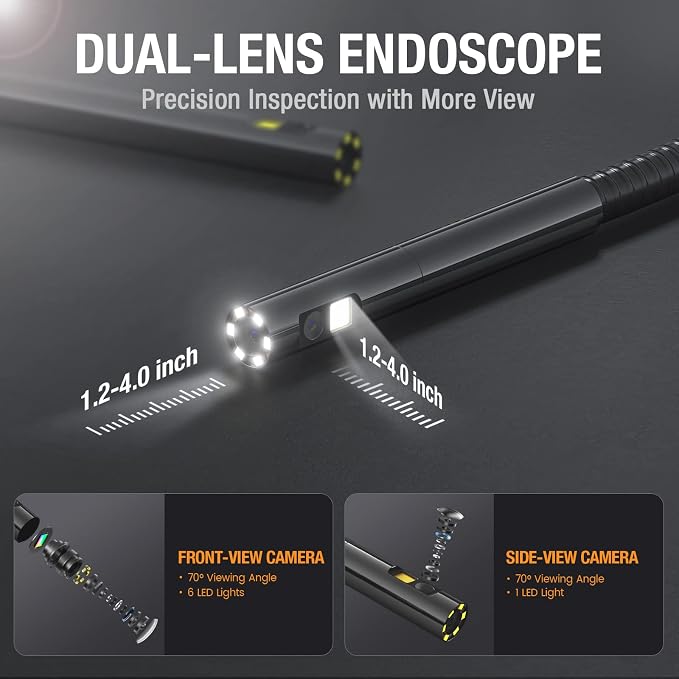 Teslong Endoscope Replacement Cable with Light, Dual Lens Inspection Camera 5.5mm/0.21inch Waterproof Probe Compatible with NTS500, NTS300(10FT)