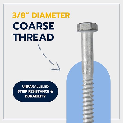 3/8 x 4-1/2 (50 Pack) Lag Screw Kit, 50 Screws and 50 washers, Hot Dip Galvanized, Meets ASME B18.2.1 Industrial/Commercial Grade by Makers Bolt