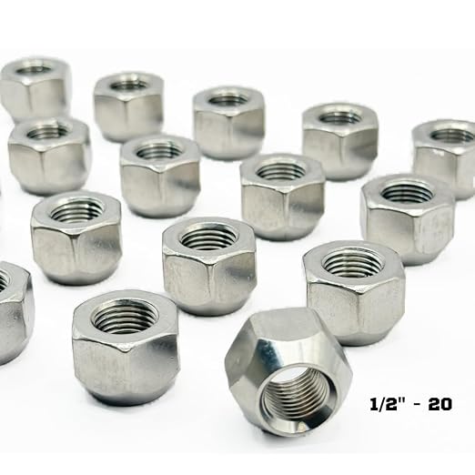 MIGHTY FASTENERS 304 Stainless Steel Open Cone Wheel Nuts, 1/2"-20 Thread, Ideal for Trailers and RVs, Corrosion Resistant, 20-Pack