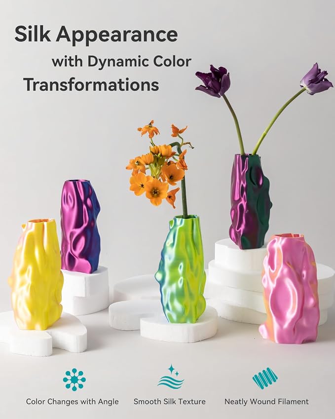 SUNLU 3D Printer Filament Bundle, Silk Filament Multicolor, Individually Vacuum Packed, Dual Color*5, Triple Color *3, 2kg in Total