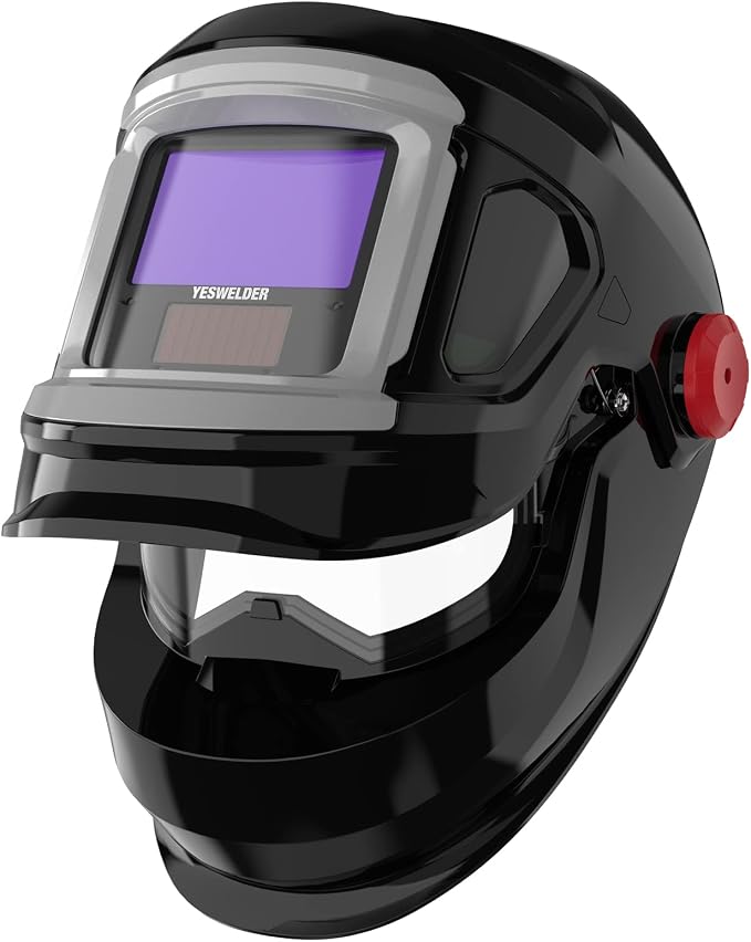 YESWELDER Flip-up Auto Darkening Welding Helmet with Large View, Digital Welding Lens, 1/1/1/1 True Color 4 Arc Sensor Wide Shade 4/5-9/9-13 Welder Mask for TIG, MIG, ARC, Cut and Grind