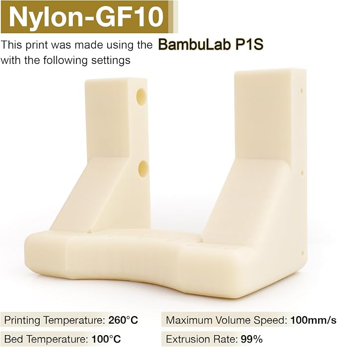Nylon Glass Filled Filament Nylon Glass Fiber 3D Printer Filament PA6-GF Dyable Nautre White, with AMS-Compatible Reusable PC Spool (PA6-GF White)