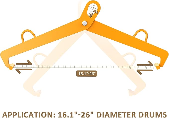 Vertical Drum Clamp - Drum Lifter for 55 Gallon Steel and Plastic Drums - 1100 Lbs Capacity