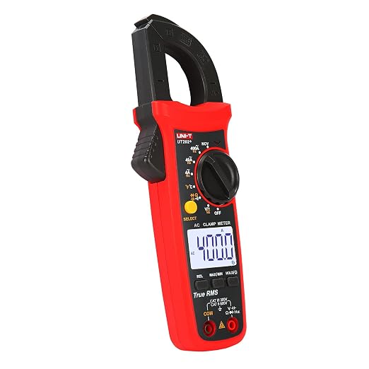 UNI-T Digital Clamp Meter UT202+, AC Current TRMS HVAC Volt Amp Ohm Meter Clamp On Multimeter Auto Ranging 4000Counts Temperature AC DC Voltage Frequency Resistance Capacitance Continuity Diode Tester