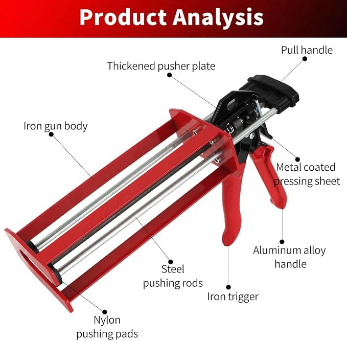 Epoxy Gun 450mL/600mL/650mL (1:1 and 2:1) Dual Component Epoxy Gun, 26:1 High Thrustdual, For Plastic Epoxy, Adhesive, Panel Bond, Panel Bonding Adhesive