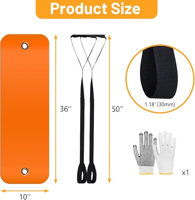 2Pcs Large Appliance Slider with Pull Strap,Pull Furniture Slides,Moving Furniture Gliders Heavy Duty Sliding Sheet for Moving Heavy Furniture,Cabinets,Safes on Carpet and Hardwood Floor (10''×36'')