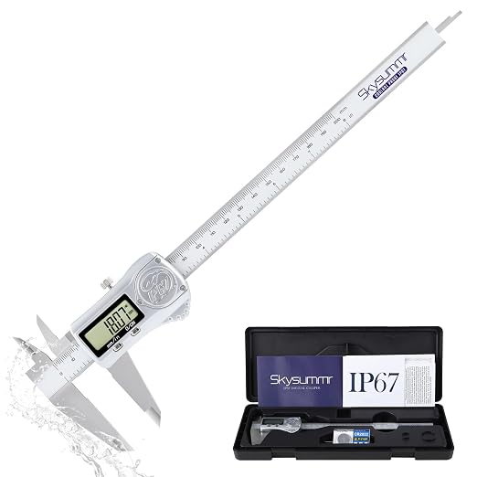 IP67 Absolute Origin Waterproof Digital Vernier Caliper Measuring Tool Stainless Steel, 0-8 inch/200mm, 0.01mm Resolution, in/mm Conversion