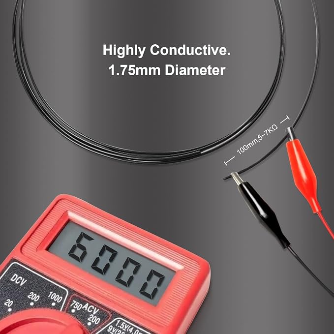 YOUSU 3D Printer Filament Conductive Filament 1.75 mm TPU for 3D Printer & 3D Pen 1 kg (2.2 lbs) Black 3D Printer Filament.