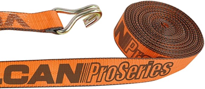 VULCAN Ratchet Strap with Wire Hooks - 2 Inch x 27 Foot - PROSeries - 3,300 Pound Safe Working Load