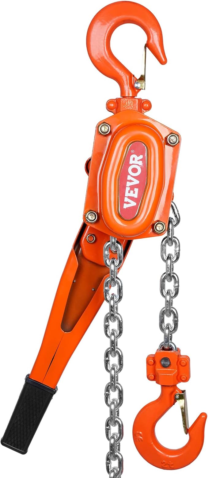 VEVOR Manual Lever Chain Hoist, 1-1/2 Ton 3300 lbs Capacity 10 FT Come Along, G80 Galvanized Carbon Steel with Weston Double-Pawl Brake,Auto Chain Leading & 360° Rotation Hook, for Garage Factory Dock