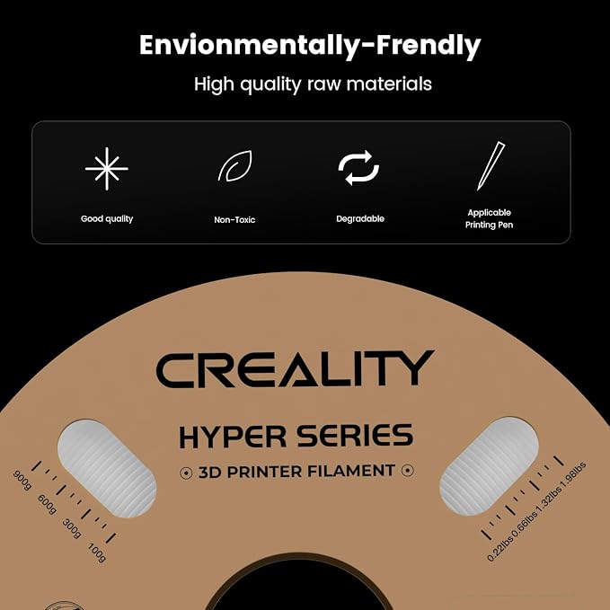 Creality Hyper 3D Printer PLA White Filament High Speed Printing 1.75mm 2.2lbs Spool ±0.03mm Dimensional Accuracy Flow Durable Resistant Smooth for Ender 3 v3 Plus KE K1 Max K1C 3D Printers