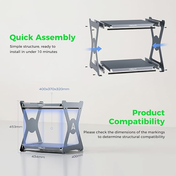 Creality Official CFS Workstand, Space-Saving Quick-Storage, Dual-Tier Pull-Out Shelves, 15kg Max Load, Metal Soft-Close Slides, Anodized Aluminum Finish, Holds Printers, Dry Boxes & CFS