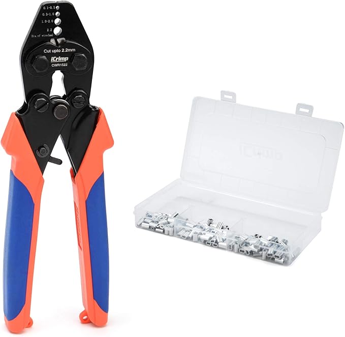 iCrimp CWR1522 Wire Rope Tool Set for Cable Railing, Hand Swaging-Crimp&Cut-with 150pcs Aluminum Double Sleeves (CWR1522 Set)