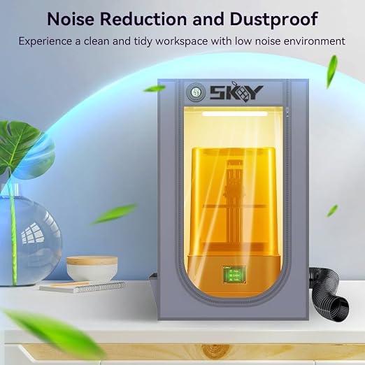 Skouphy Resin 3D Printer Enclosure with Ventilation Kit, LED Light,Thermo-Hygrometer Dustproof Cover Eliminate Odors Compatible with Anycubic Elegoo Creality Series LCD Resin UV 3D Printer