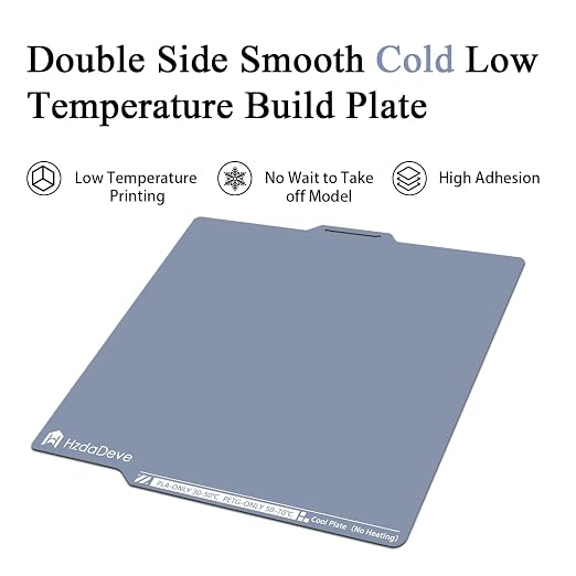 HzdaDeve Upgraded Cool Plate for Lab X2D/P2S/P1S/P1P/A1/X1C 257.5x257.5MM Low Temperature Cold Build Plate No Heating No Glue Double Sided Smooth Board Sheet Bed PEI Platform for Bambu Lab (Grey)