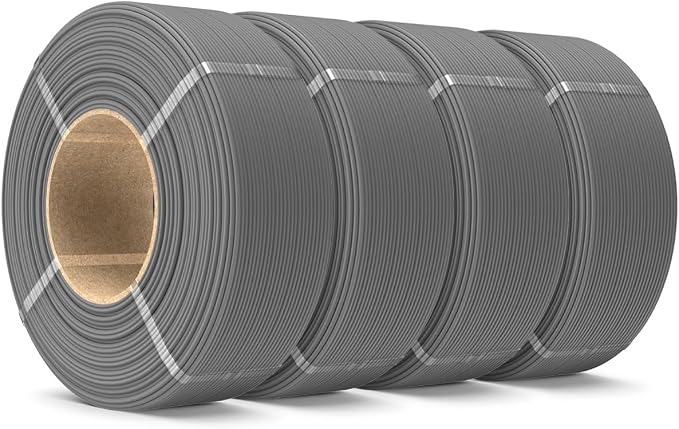 SUNLU PETG Filament Refill 1.75mm 4KG, High Speed 3D Printer Filament Refill, No-Spool Matte Grey PETG Refill for Reusable Spools Compatible with Bambu Labs Filament Printer, 4 Rolls 1KG/Roll