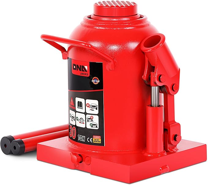 DNA Motoring 30 tons / 60000 lbs Lifting Automotive Welded Hydraulic Bottle Jack for Repair Vehicle, Pickup, Truck, w/Manual Handle, Red,TOOLS-00364
