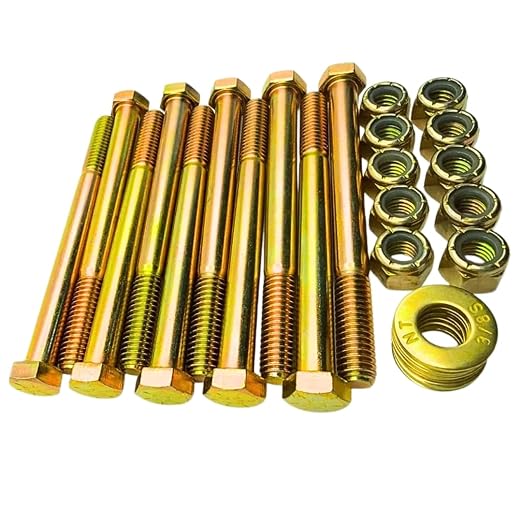 3/8"-16 x 4 Grade 8 Bolts (10-Pack) – Heavy-Duty Hex Bolts Includes Flat Washers & Nylon Lock Nuts – High-Strength SAE Anti-Vibration 4.0" Coarse Bolts for Automotive, Machinery & Construction