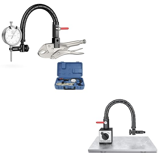 HDLNKAK Premium Disc and Rotor/Ball Joint Gage, Indicator Magnetic Base and Flex Arm Combo, 360 Deg Flexible Stem Holder for Digital/Dial Indicator Gauge,