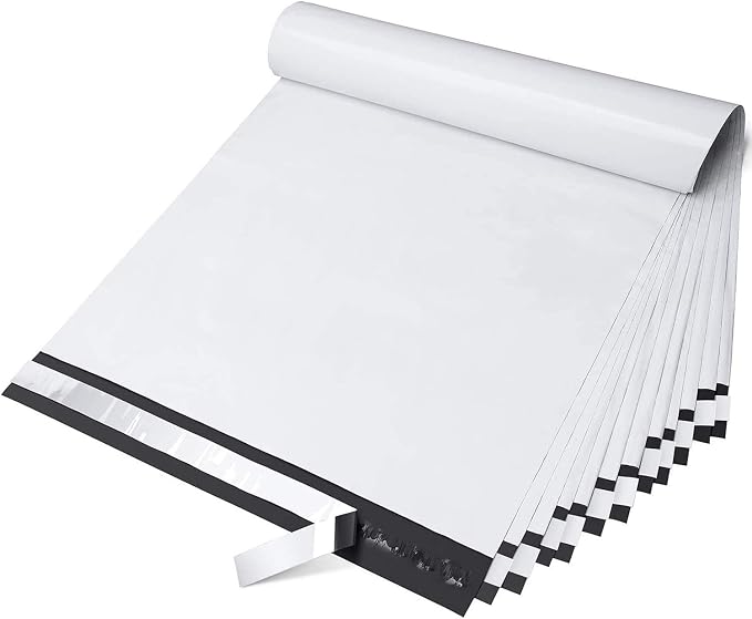 Fuxury Large Poly Mailers 14.5x19" 100Pcs,Shipping Bags for Clothing,White | Strong Adhesive Packaging Mailers Poly Bags,Waterproof Self Seal Mailing Envelopes For Books Clothes Business,Boutique,Online