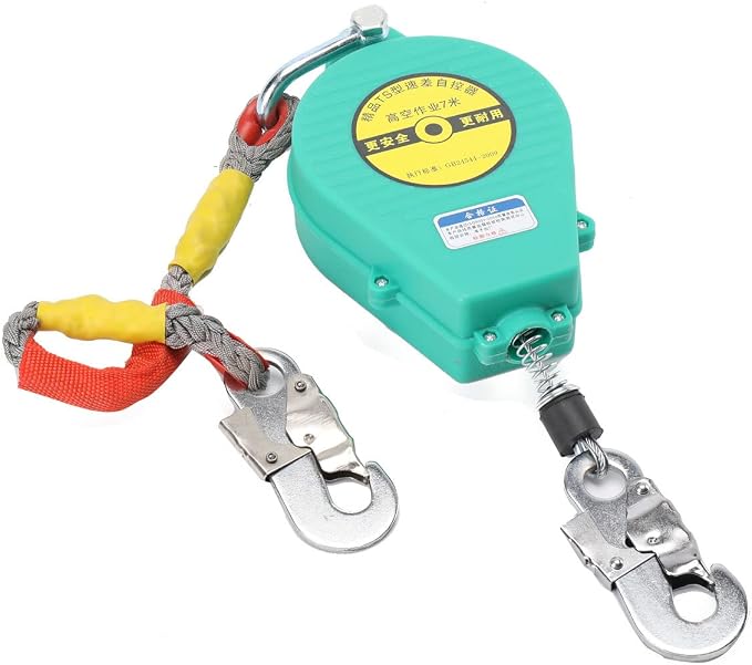Self Retracting Lifeline 23ft 330lbs Fall Arrester Lanyard Protect Safety Harness Fall Protection with Alloy Steel Hook Steel Wire Rope