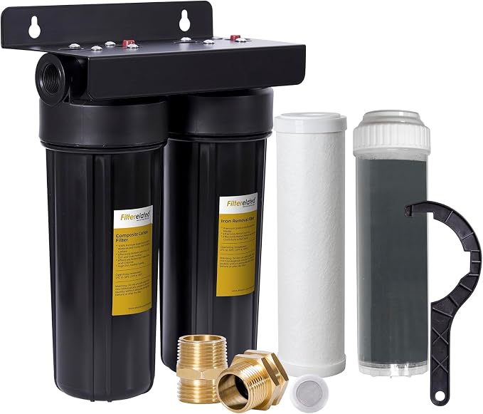 Filterelated Garden Hose 2-Stage Iron Filter | Used for Swimming Pool, Hot Tubs, Spa, Folding pool, Remove Iron，Sediment, Chlorine and Odors, 80,000 Gallons