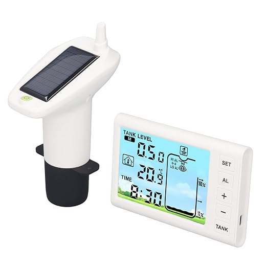 Ultrasonic Liquid Level Sensor Wireless Water Tank Depth Meter with Temperature Monitoring Automatic Control for Household Water Storage Systems ABS Material 4.3 Inch Display