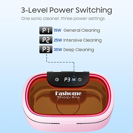 45kHz Ultrasonic Jewelry Cleaner for Rings, Necklaces & Glasses | Safely Cleans Jewelry & Silver • 20oz Capacity • 304 Stainless Steel Tank • 3 Power Modes • Degas Mode