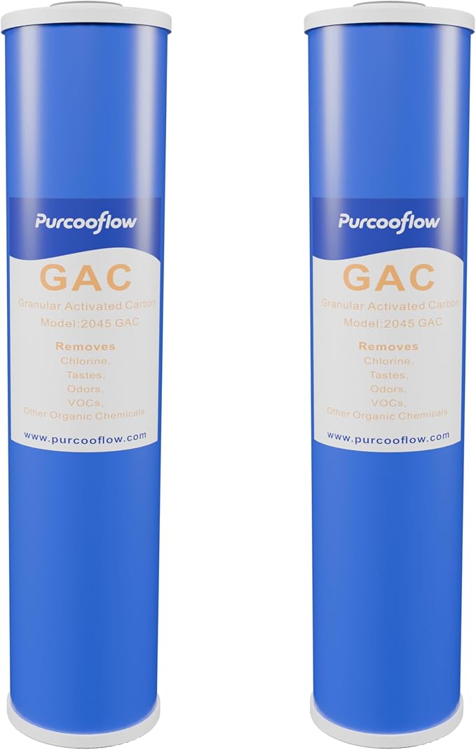 20x4.5 Inch GAC Water Filter, Granular Activated Carbon Replacement Cartridge, High Flow Whole House Chlorine, Taste & Odor Reduction, Coconut Shell, Fits Standard 20" Housings