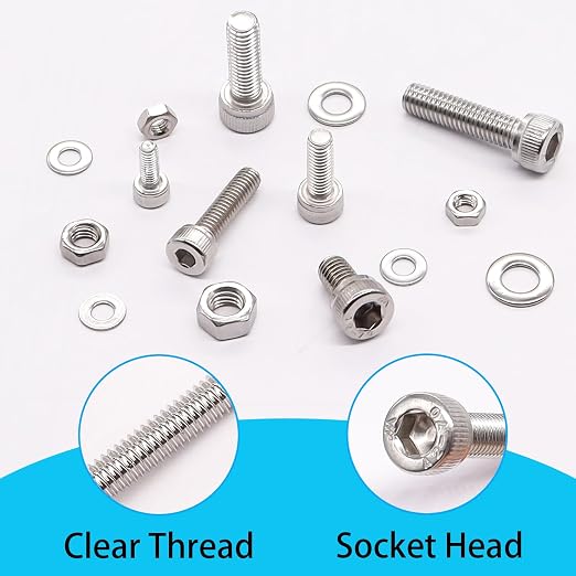 405PCS M3 M4 M5 Metric Screw Assortment Kit, 8-20mm Hex Socket Head Cap Screws Bolts Nuts Washers Assortment Kit, 304 Stainless Steel Metric Bolts with 3 Hex Wrench