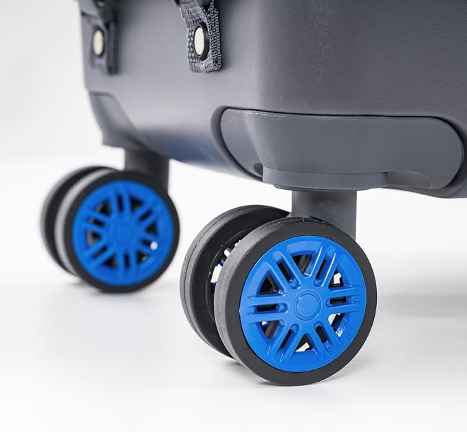 Handy Sandy Haul-It Foldable Rolling Tote – Patented Heavy-Duty Utility Bag with 8 Spinner Wheels, – Reusable Grocery Cart, Laundry Carrier, Travel Tote, Commuter Bag for Shopping & More -Blue