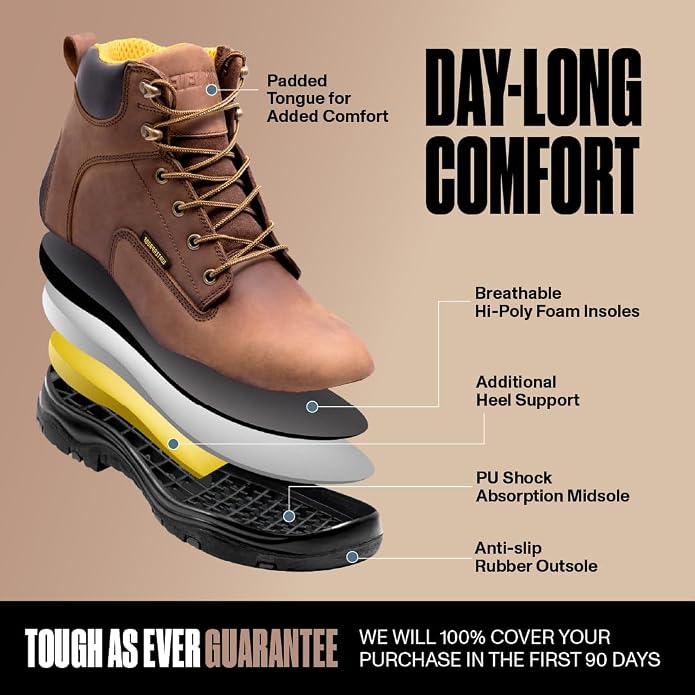 EVERBOOTS ULTRA DRY Men's Waterproof Hiking Work Boots, Lightweight Ultility Leather Shoes, Water Proof Tactical Military Outdoor Ankle Mens Boot for Construction, Roofing, Hunting, Winter Trails