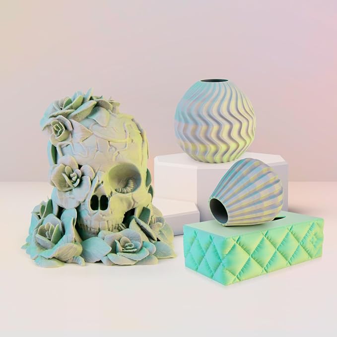 iSANMATE Matte Tri Colors PLA Filament 1.75mm 4KG, 3-in-1 Color Rainbow Filament, Coextrusion 3D Filament (Fluorite,Moonstone,Rose Ouartz, Malachite)