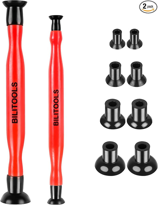BILITOOLS 2PCS Valve Lapping Kit with 8 Suction Plates 4 Size, Valve Grinding Tool for Engine Maintenance (Red)