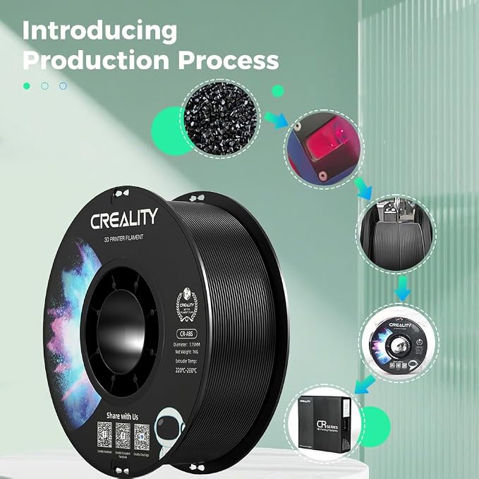 Creality ABS Filament 1.75mm, 3D Printer Filament, No-Tangling, Strong Bonding and Overhang Performance Dimensional Accuracy +/-0.02mm, 2.2lbs/Spool
